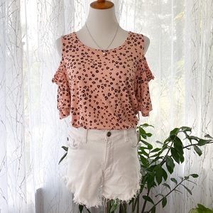 ELLE - Leopard Cold Shoulder Blouse